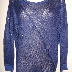 Guess Women's Shimmering Blue Sweater
